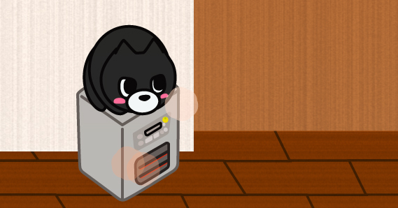 ストーブの上でぬくぬくしてるバット