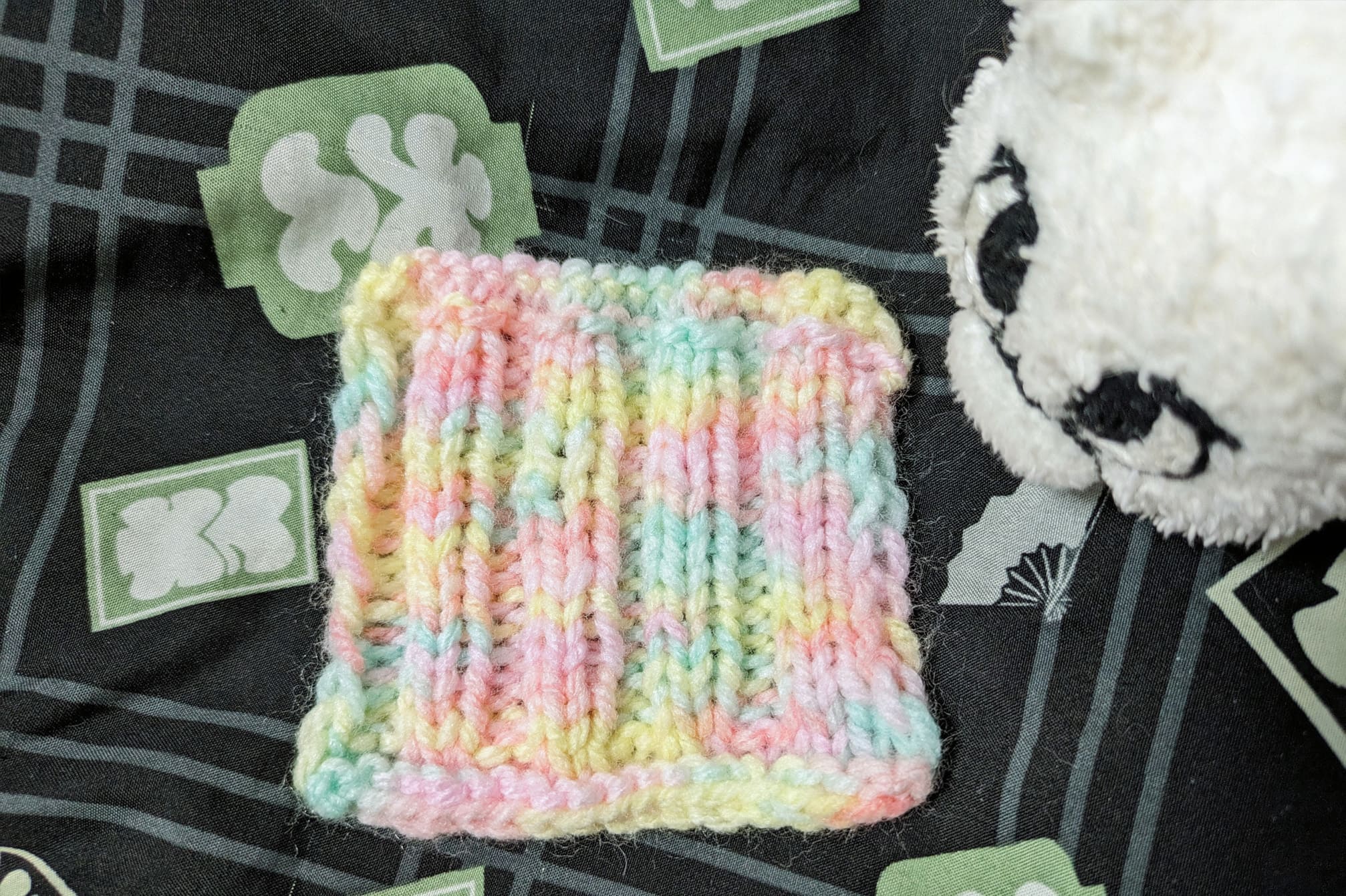 初めての手編みコースターとマリー